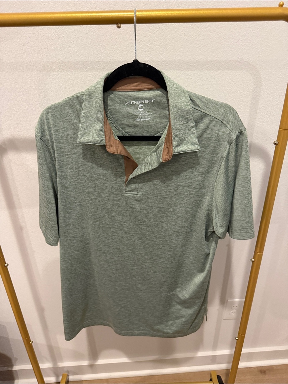 The Southern Shirt Company Sage Green Polo with Tan Contrast